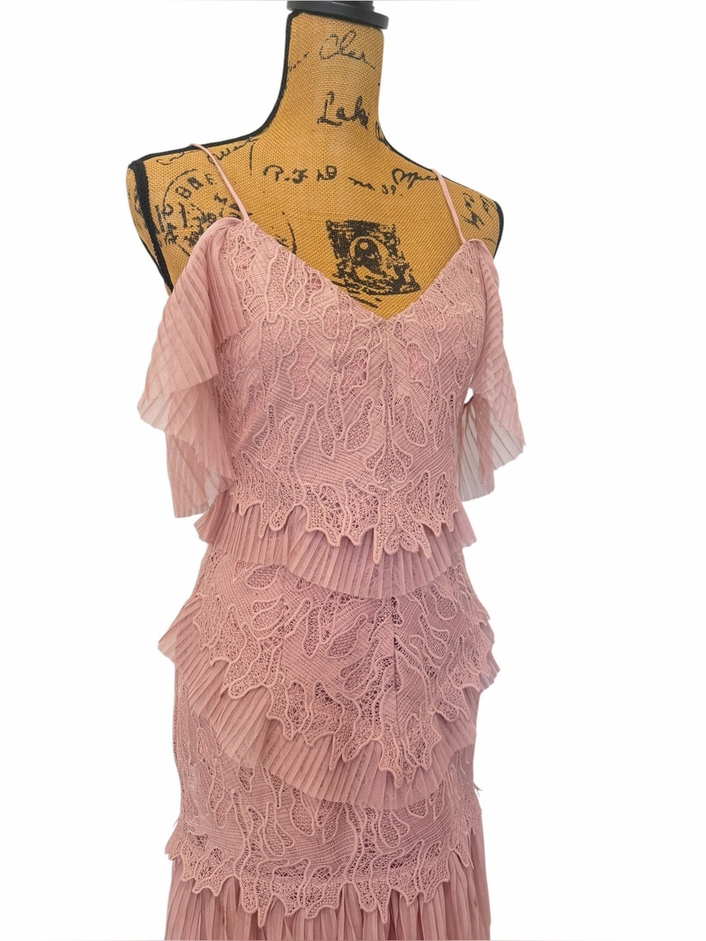 Bardot Valerie Lace Off Shoulder Ruffle Dress Blush Pink Size 6 S REVOLVE - Picture 5 of 6